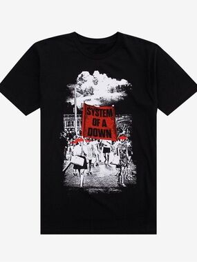 Hot Topic Black and Red Graphic Tee - System of A Down Banner